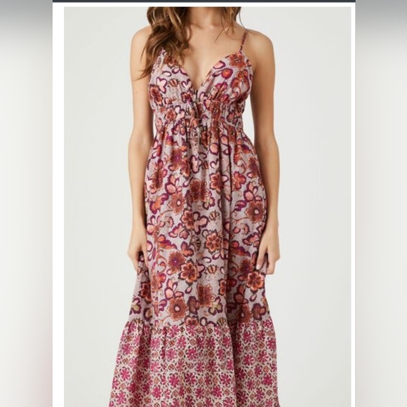 Tiered Reworked Floral Maxi Dress Sz S - Picture 2 of 6